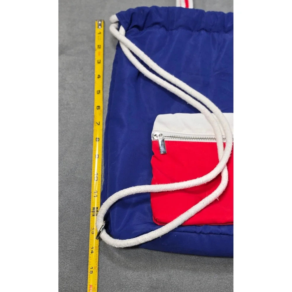 Mad Love Colorblock‎ Drawstring Backpack Blue Red White Nylon OS